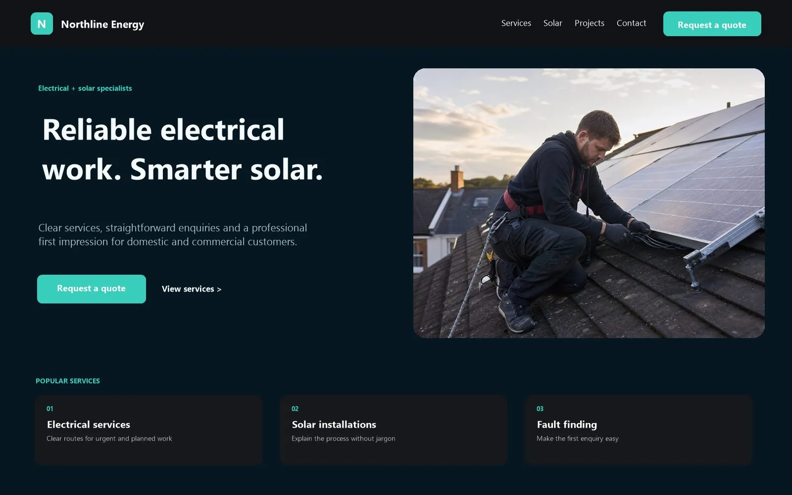 Northline Energy electrical and solar website concept