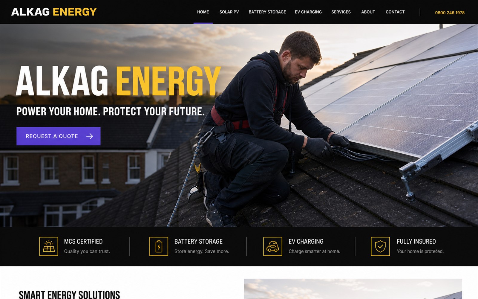 ALKAG Energy electrical and solar website concept homepage